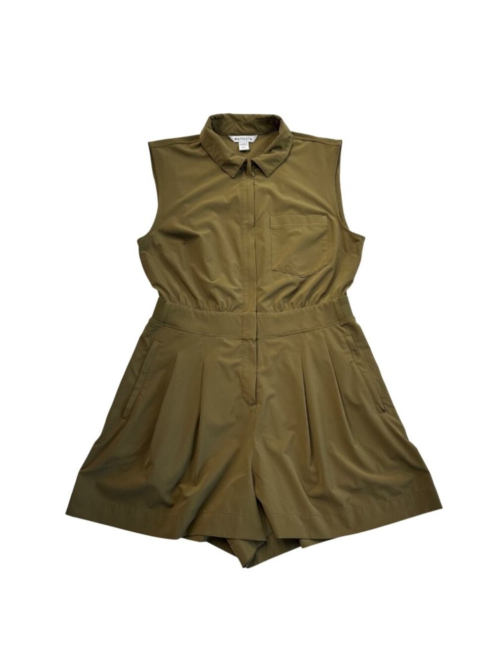 Athleta Brooklyn Romper One Piece Size 10 Petite Olive Green Travel Casual